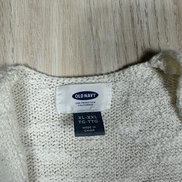 Old Navy Beige Cream Fringe Open Front Poncho Cardigan XL-XXL Boho Knit Wrap - Picture 8 of 13